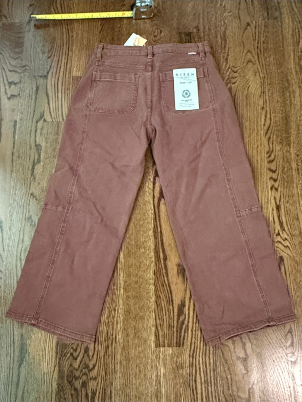 Risen washed plum Wide-Leg Painter Pants with Front Seams 7/28 - Picture 8 of 14